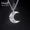 Unift Viking Crescent Moon Necklace Choker Witch Celtics Knot Pendant Vintage Jewelry for Women Men Wicca Amulet Protection Gift