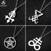 Stainless Steel Leviathan Cross Pendant Satanic Symbol Necklace Punk Pentagram Steampunk Satan Fork Necklaces for Women Men 2025