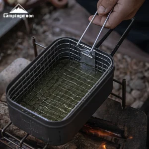 CAMPINGMOON S-1218 Outdoor Camping Folding Stainless Steel Fry Fry Fry Fries Fry Net Picnic Lunch Box Fry Net