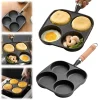 Non-Stick 4-in-1 Cast Iron Egg Cooker Single Handle Frying Pan Dishwasher Safe Compatible with Electric Coil Stoves