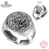 Eudora 925 Sterling Silver Triple Moon Goddess Adjustable Ring Hecate Rotatable Amulet Ring Wiccan Pagan Jewelry Gift for Women