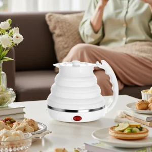 JFBONIN 555ml 220V Mini Portable Folding Electric Kettle 700W Silicone Compression Water Heater for Home And Easy Travel Use