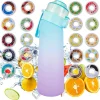 650ML Sports Air Water Bottle BPA Free, Fruit Scent Pods Air Flavor Caps,Leak Proof Sports Water Cup for Outdoor Running Gym