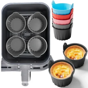 Silicone Air Fryer Mold Egg Poacher Mould Bakeware Cooking Breakfast Baking Oil-Free Fryer Tray Muffin Cup Cake Mold Kitchen