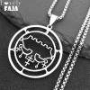 Hollow Sceal Sigil De Lucifer Necklace for Men Women Stainless Steel Necklace of Satan Belial seal Lazer key Baphomet Jewelry