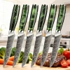 1/2/4/6PCS,Household 67 Layer Damascus Pattern Serrated Utility Beef Steak Knife Set Kitchen Stuff Halloween Christmas gifts