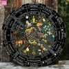 Vintage Metal Pagan Calendar Wheel & Wiccan Samhain Wall Decor Art with Pre-Drilled Holes, Ideal for Garden, Kitchen Decor