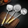 LFGB Certification 304 Stainless Steel Kitchen Cooking Tool Set Heat Insulation Handle Spatula Soup Spoon Colander Set for Chef