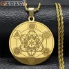 Metatron Archangel Angel Seal Necklace Men Sacred Geometry Solomon Stainless Steel Gold Color Pendant Necklaces Jewelry N3055S08