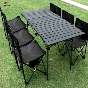 Portable Folding Outdoor Table, Camping Picnic Table, Camping Roll-Up Table, Stall Table, Road Trip Supplies, Made of Carbon Steel, Lightweight and Durable