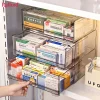 Rafford 1pc gray drawer acrylic medicine storage box, large capacity stackable medicine sorting box, pull-out medicine box