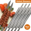 Stainless Steel BBQ Skewers Flat Metal Kabob Sticks - Durable Reusable - Perfect for Grilling Barbecue Camping Outdoor Cooking