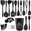 Black Silicone Cooking Utensils Set Non-Stick Spatula Shovel Soup Spoon Cooking Tools Set BPA Free Kitchen Tool Accessories