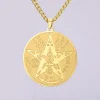 Dawapara Tetragrammaton Pentacle Necklace Protection Magical Amulet Wicca Jewelry Ancient Power Name of God Stainless Steel