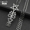 Witchcraft Sigil Church Of Satan Pentagram Pendant Necklace For Women Men Stainless Steel Black Color Cross Punk Jewelry ﻿ 911