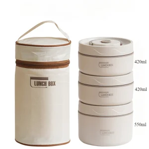 3pcs microwave portable insulated food container lunch box stainless steel bento box insulated leak proof hot lunch bag set