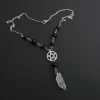 Gothic Beaded Pentagram Necklace Crystal Necklace Goth Wiccan Pendant Witchy Punk Jewelry Women Statement Gift Charm Mystical