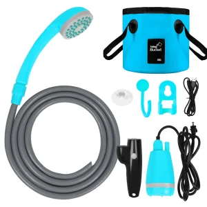 Outdoor Portable Camping Shower Kit with 2.5-3.5L/min Water Discharge 2m Hose USB Charging 30-60min Battery Life Camp Shower