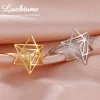Lucktune Hexagram Merkaba Meditation Amulet Rings Women Men Stainless Steel Star Finger Ring Sacred Geometry Jewelry Party Gift