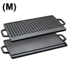 Cast Iron Grill Plate Double Sided Griddle Pan with Double Handles for Steaks Broil Bread Eggs Pancakes Vegetables
