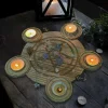 2-in-1 Pentagram Wooden Candle Holder Tray DIY Altar Decor Witchcraft Wicca Spell Ritual Tarot Supplies