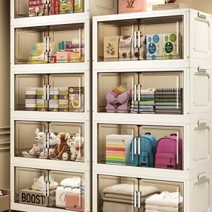 Storage Cabinet Folding Storage Box Home Living Room Toy Cabinet Storage Rack Snack Cabinet Installation-Free Kitchen Storage Cabinet Folding Storage Cabinet Organizer