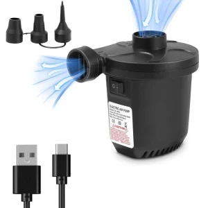 Portable Air Pump with 2000mAh Battery USB Rechargeable To Inflate Deflate for Pool Floats, Air Bed, Vacuum Storage Bags