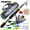 PROBEROS 1.5m-2.4m Fishing Rod and Reel Combo Kit Spinning Fishing Reel and Spinning Rods Fishing Line Lure Bag Hooks Full Set