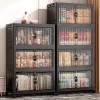 22.4 Inch Foldable Storage Box,Double Doors Multi-Layer No Assembly Organizer for Drinks/Snacks/Toys/Daily Items,Space-Savining